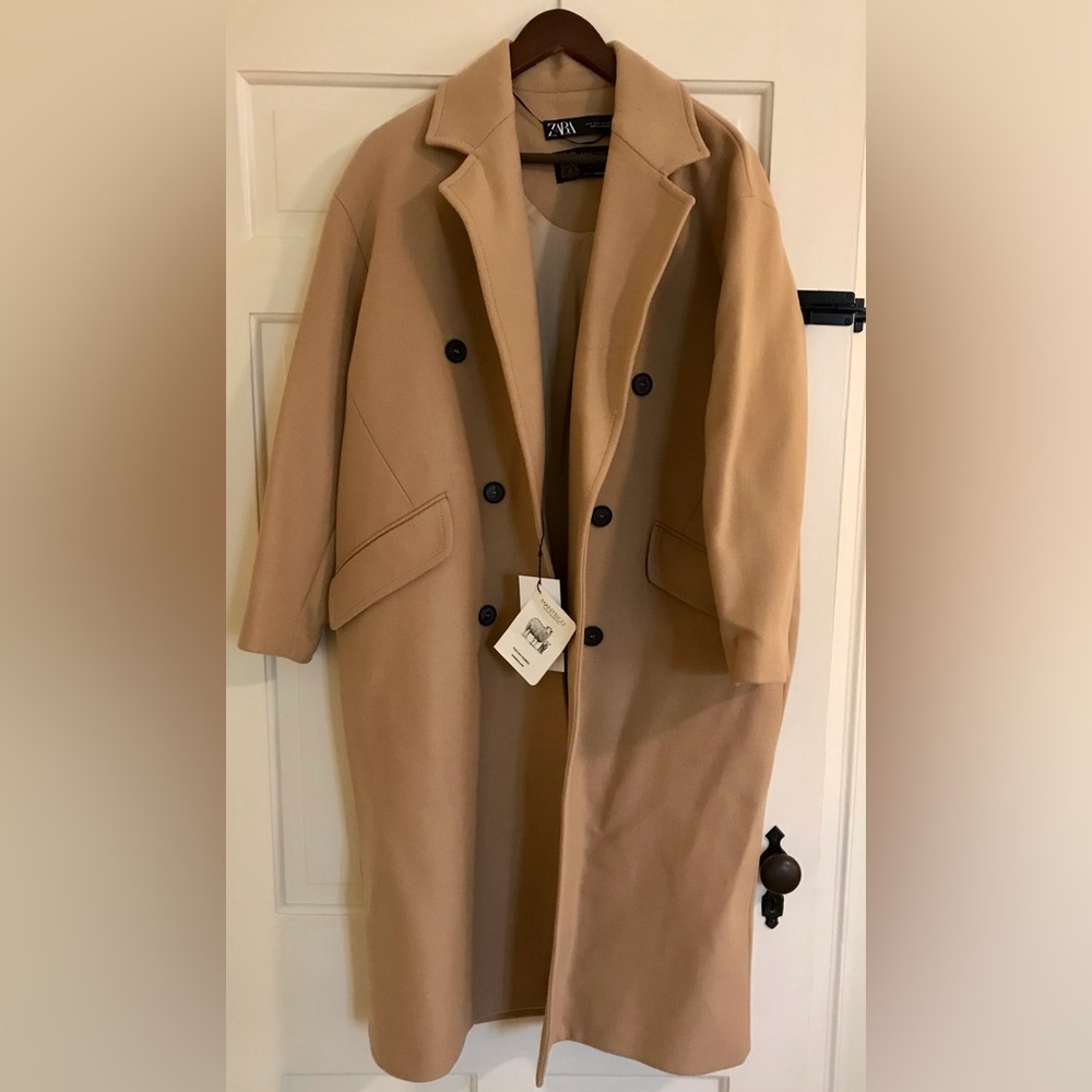 Small Zara Oversized Tan Wool Coat